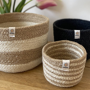 Tall Jute Basket Set 3 /Pebble