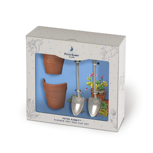 Peter Rabbit Gardener's Egg Cups Terracotta /Plant pot & Spade