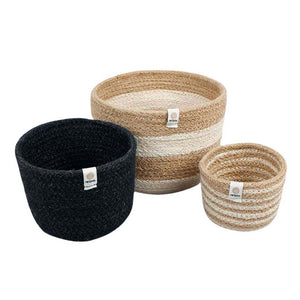 Tall Jute Basket Set 3 /Pebble